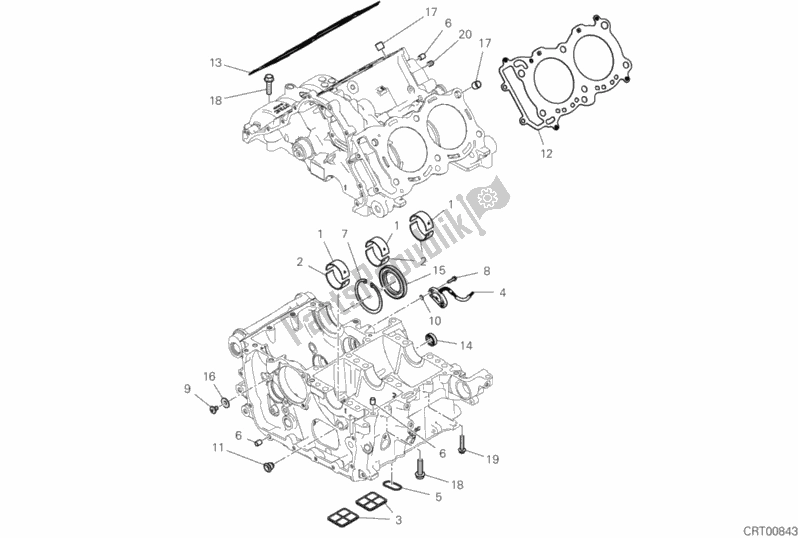 Todas as partes de 09b - Par De Meio Cárter do Ducati Superbike Panigale V4 1100 2020